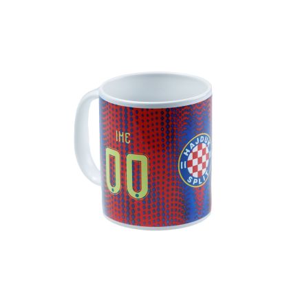 Ceramic mug with name, red blue
