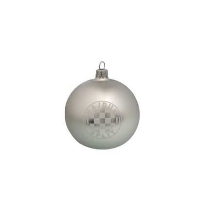 Hajduk božićna kuglica, mat bijela, 8cm, 25/26