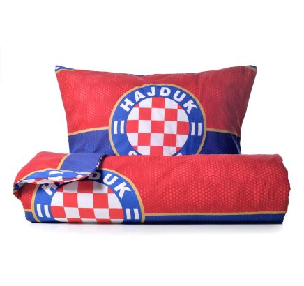 Hajduk posteljina grb i loptice, crveno plava, 260 cm X 200 cm