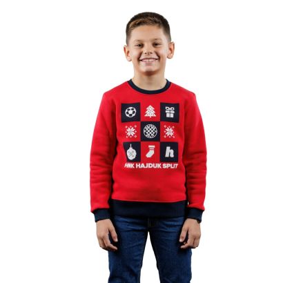 Hajduk kids Christmas sweatshirt, red/blue, 24/25