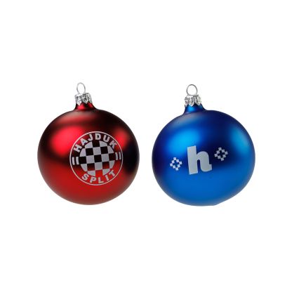Hajduk Christmas bauble set 2pcs, matte red/blue, 8cm, 25/26