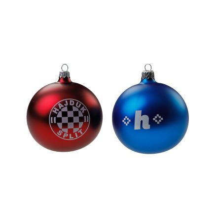 Hajduk Christmas bauble set 2pcs, matte red/blue, 10cm, 25/26