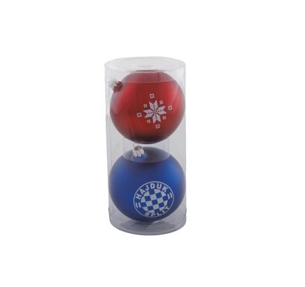 Hajduk Christmas bauble set 2pcs, matte red/blue, 8cm, 24/25