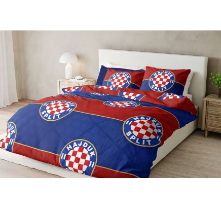 Hajduk posteljina grb i loptice, crveno plava, 260 cm X 240 cm